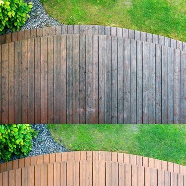 Cleaning,A,Wooden,Terrace,With,A,High-pressure,Washer,-,Before